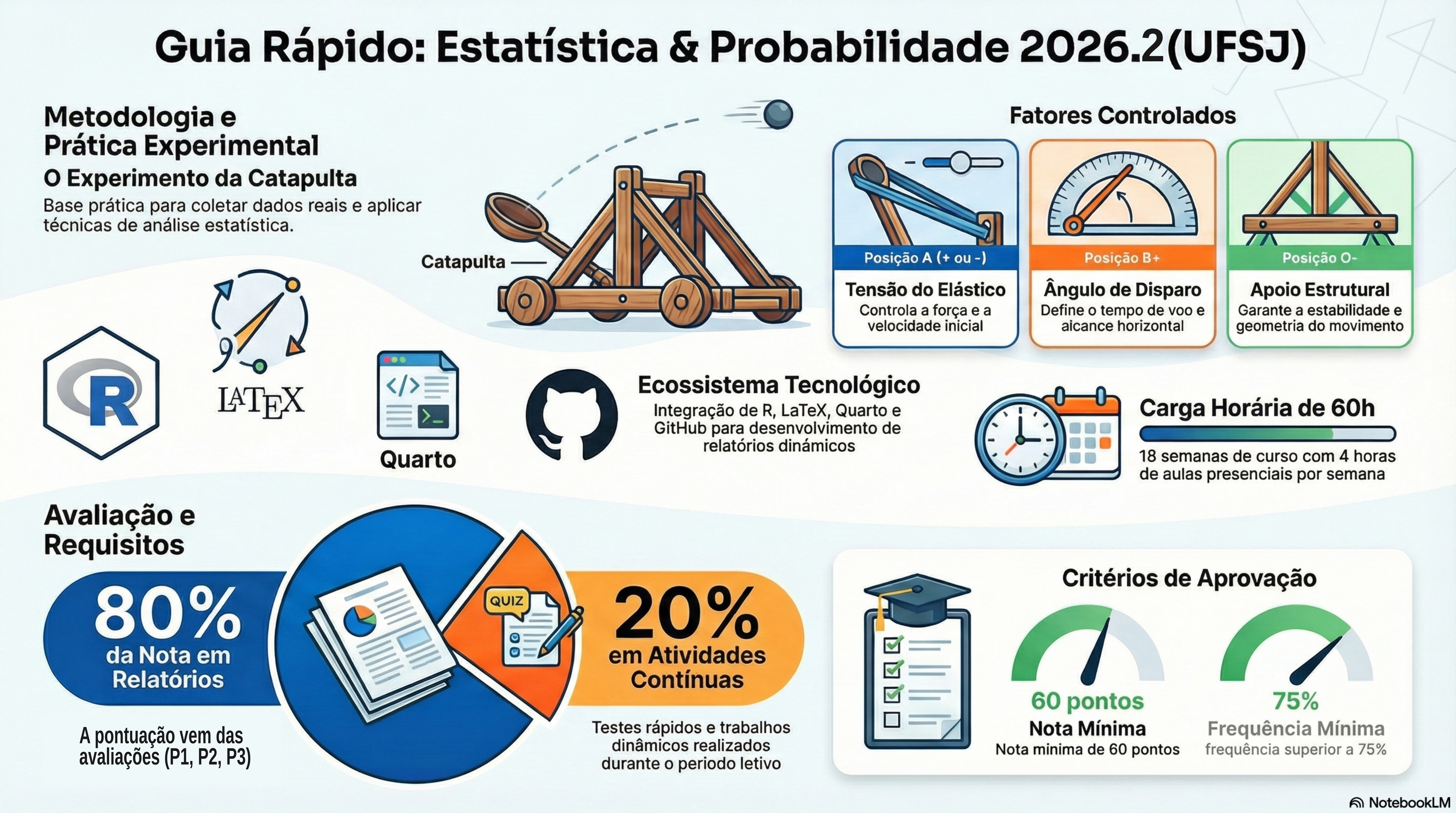 Visão Geral da disciplina de Estatística e Probabilidade (2026.2). 